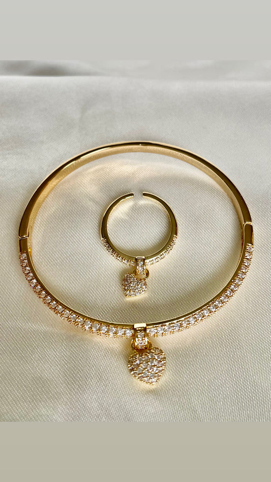 Ensemble bracelet / bague doré