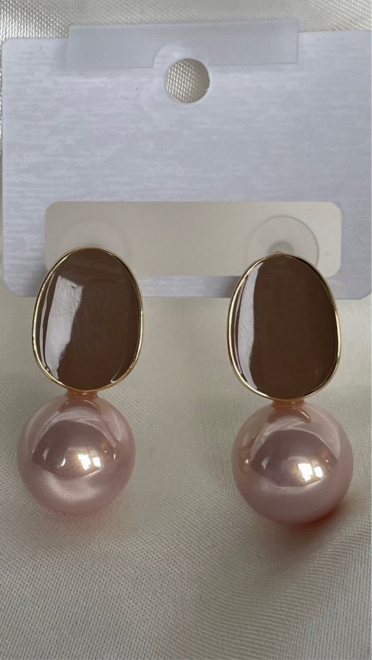 Boucles d’oreilles Olive chocolat/ rose