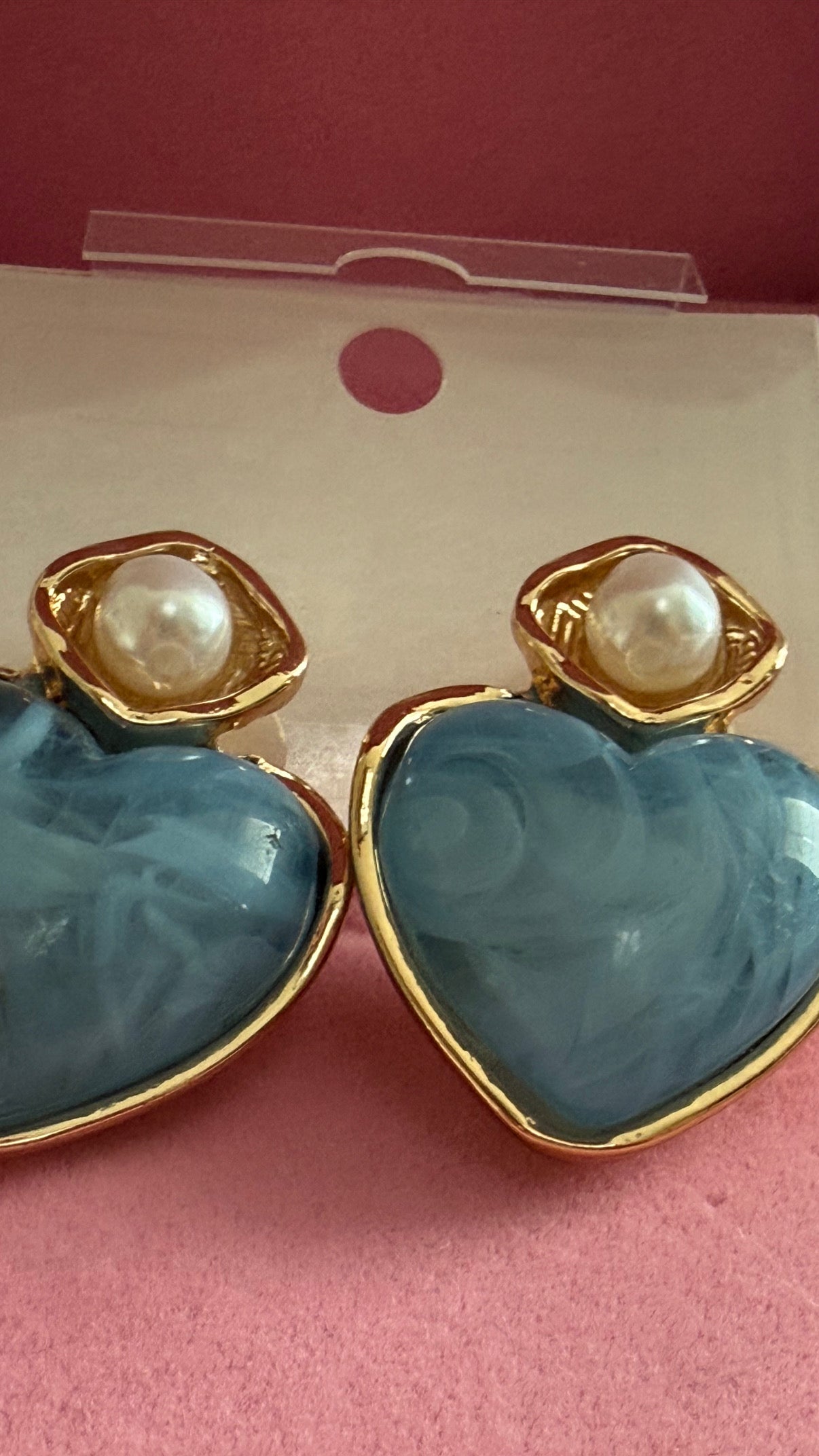 Boucle d’oreille cœur bleu océan