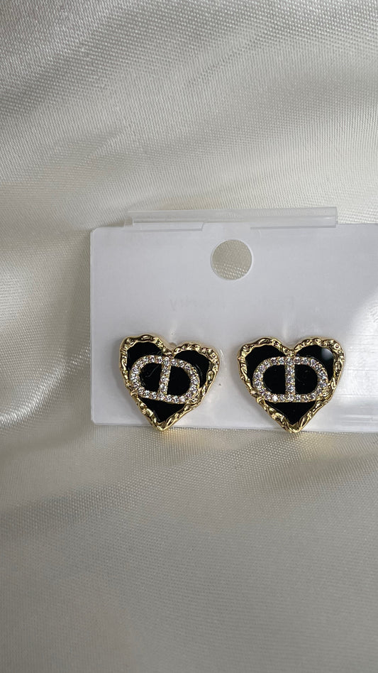 Boucles d’oreilles cœur noir