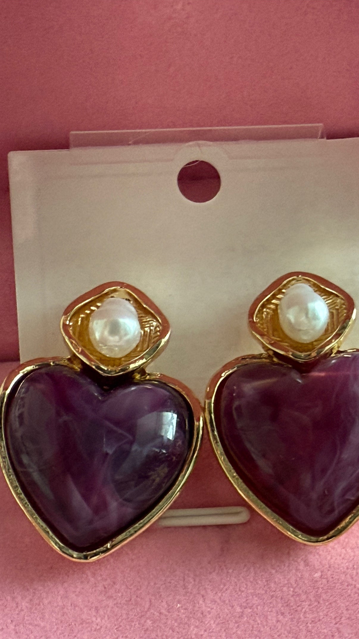 Boucle d’oreille cœur violet